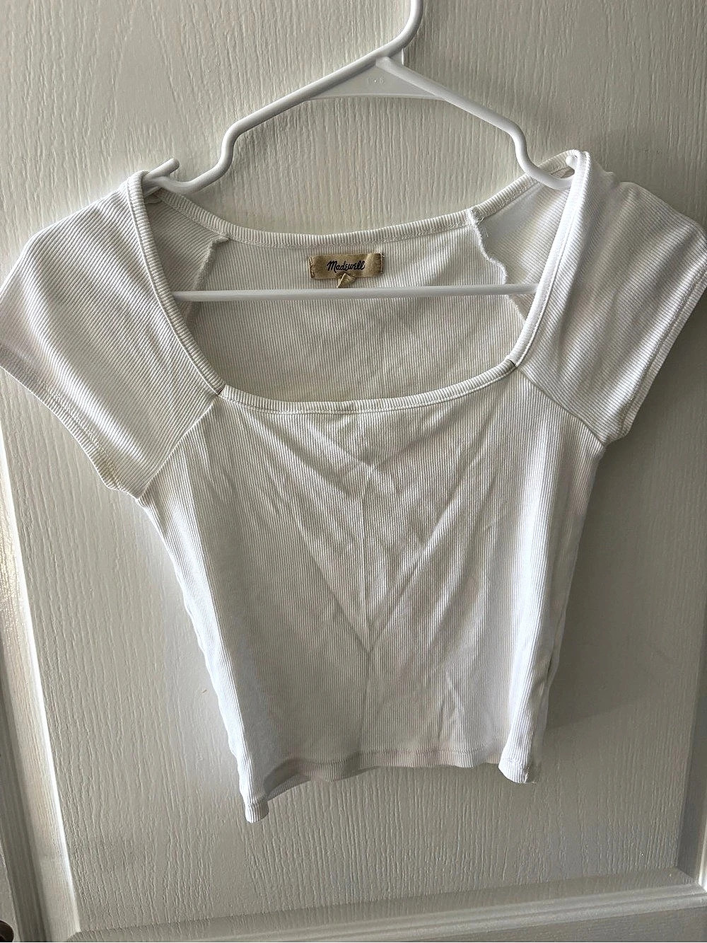 Madewell Short Sleeve Ribbed Crop Top in White Size XS Like New